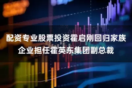 配资专业股票投资霍启刚回归家族企业担任霍英东集团副总裁